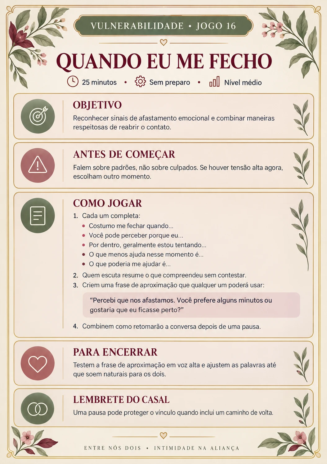 Vulnerabilidade — jogo 16: Quando eu me fecho