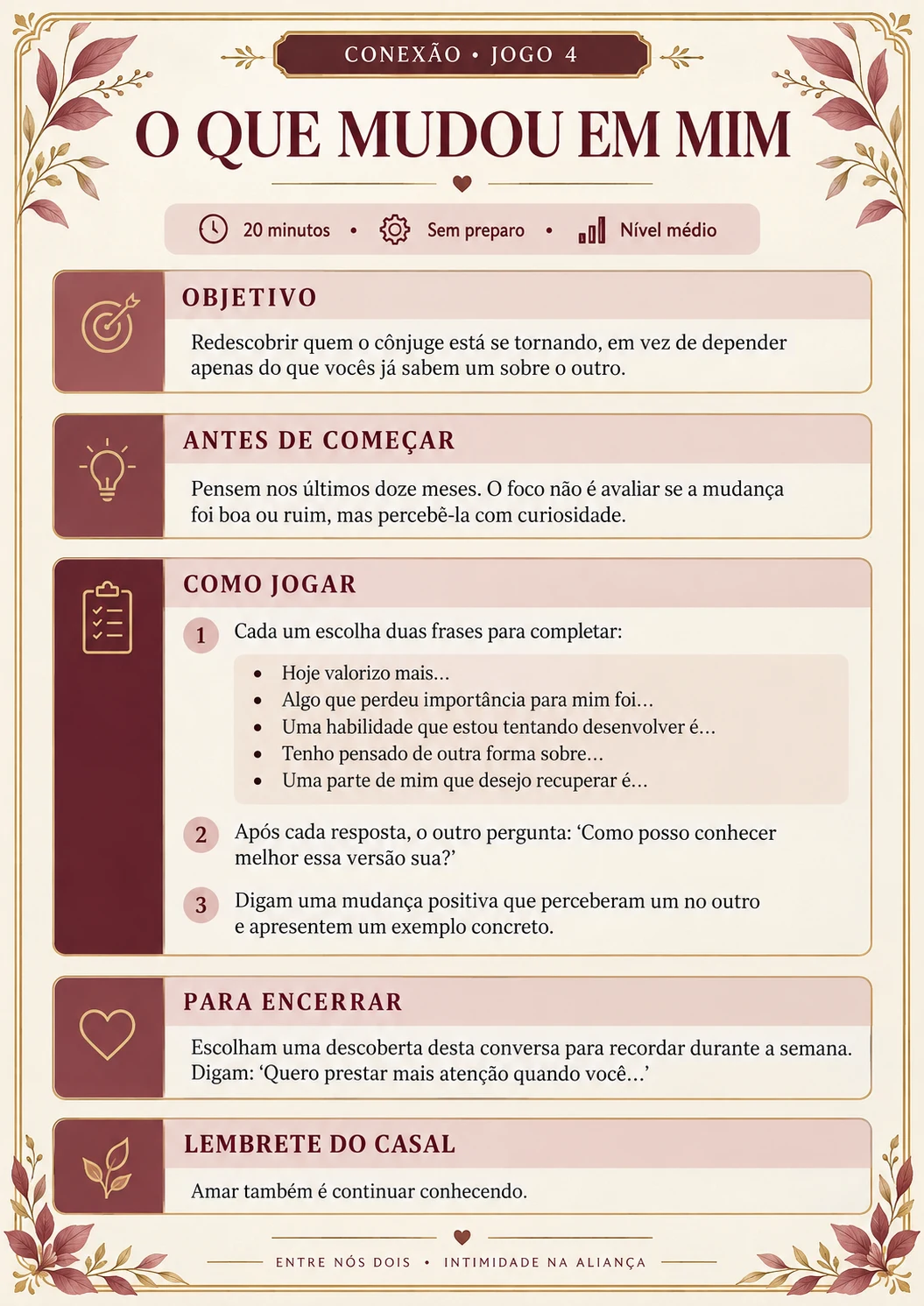 Conexão — jogo 4: O que mudou em mim