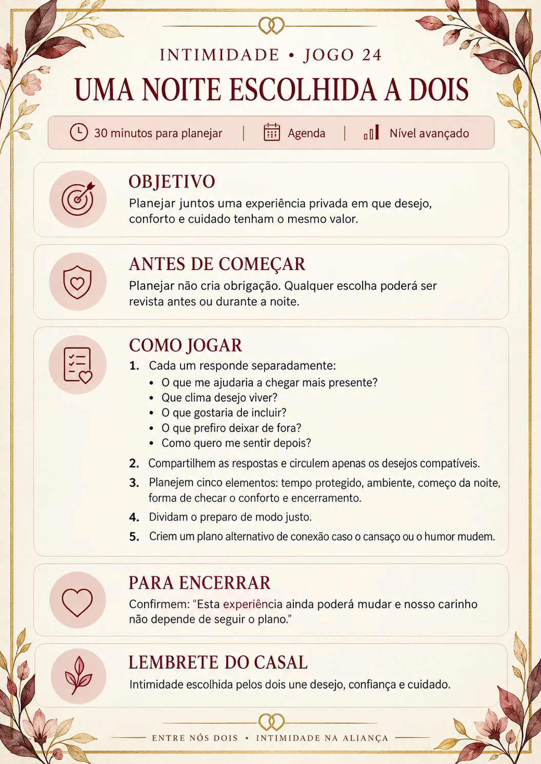 Intimidade — jogo 24: Uma noite escolhida a dois